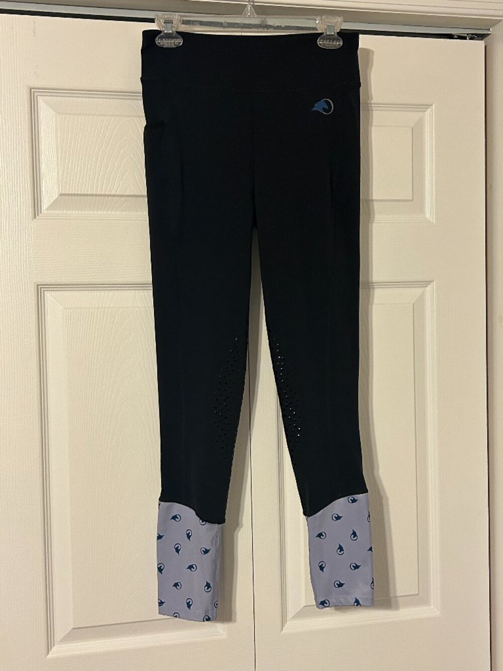 OEG  Oak Equestrian Sz M Black with Patterned Ankle Cuffs MIA Riding Tights
